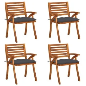 Garden chairs with cushions, 4 units, solid acacia wood. by vidaXL, Garden chairs - Ref: Foro24-3075189, Price: 383,26 €, Dis...