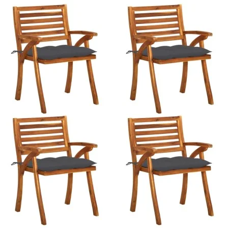 Sillas de jardín con cojines 4 unidades madera maciza de acacia de vidaXL, Sillas de jardín - Ref: Foro24-3075189, Precio: 41...