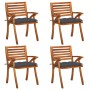Gartenstühle mit Kissen 4 Einheiten massives Akazienholz von vidaXL, Gartenstühle - Ref: Foro24-3075189, Preis: 506,39 €, Rab...