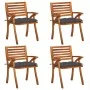 Sillas de jardín con cojines 4 unidades madera maciza de acacia de vidaXL, Sillas de jardín - Ref: Foro24-3075189, Precio: 41...