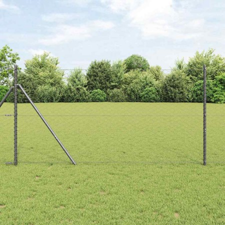 Reja con postes Gris 1.4 x 25 m Acero recubierto de PVC