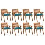 Sillas de jardín 8 uds madera maciza de teca con cojines de vidaXL, Sillas de jardín - Ref: Foro24-3075220, Precio: 768,05 €