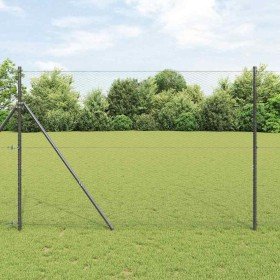 Reja con postes Gris 1.6 x 25 m Acero recubierto de PVC en Paneles de vallas | Comprar online en Foro24