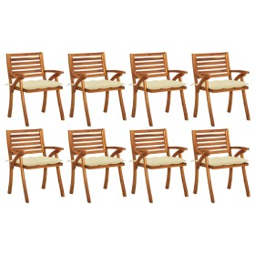 Gartenstühle 8 Stück aus massivem Teakholz mit Kissen von vidaXL, Gartenstühle - Ref: Foro24-3075218, Preis: 729,34 €, Rabatt: %