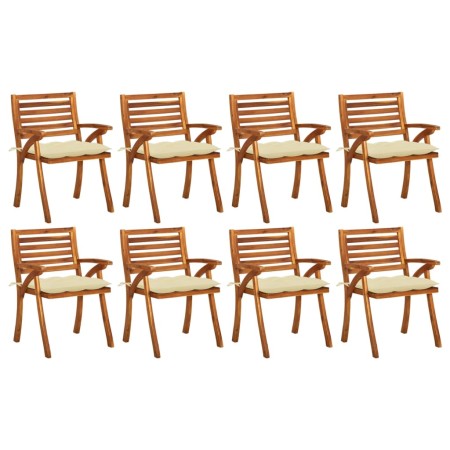 Gartenstühle 8 Stück aus massivem Teakholz mit Kissen von vidaXL, Gartenstühle - Ref: Foro24-3075218, Preis: 729,34 €, Rabatt: %