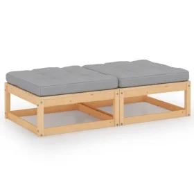 Garden footrest with cushions 2 units solid pine wood by vidaXL, Modular outdoor sofas - Ref: Foro24-3076279, Price: 136,14 €...