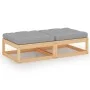 Garden footrest with cushions 2 units solid pine wood by vidaXL, Modular outdoor sofas - Ref: Foro24-3076279, Price: 136,14 €...