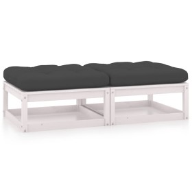 Garden footstool with cushions 2 pcs solid pine wood by vidaXL, Modular outdoor sofas - Ref: Foro24-3076280, Price: 111,78 €,...