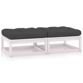 Garden footstool with cushions 2 pcs solid pine wood by vidaXL, Modular outdoor sofas - Ref: Foro24-3076280, Price: 110,40 €,...