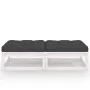 Garten-Fußhocker mit Kissen, 2 Stück, massives Kiefernholz von vidaXL, Modulare Sofas für den Außenbereich - Ref: Foro24-3076...