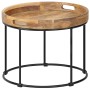 Mesa de centro de madera maciza de mango y acero 50x40 cm