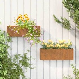 Wall planters 2 pcs rusty corten steel 53x10x17 cm by vidaXL, Pots and planters - Ref: Foro24-823686, Price: 52,68 €, Discoun...