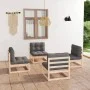 4-piece garden furniture set with solid pine wood cushions by vidaXL, Garden sets - Ref: Foro24-3076309, Price: 398,02 €, Dis...