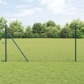 Reja con postes Gris 1 x 50 m Acero recubierto de PVC