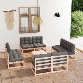9-teiliges Gartenmöbel-Set mit Kissen aus massivem Kiefernholz von vidaXL, Gartensets - Ref: Foro24-3076324, Preis: 889,87 €,...