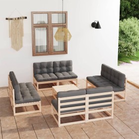9-teiliges Gartenmöbel-Set mit Kissen aus massivem Kiefernholz von vidaXL, Gartensets - Ref: Foro24-3076324, Preis: 903,40 €,...