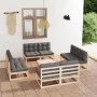 9-piece garden furniture set with solid pine wood cushions by vidaXL, Garden sets - Ref: Foro24-3076324, Price: 889,87 €, Dis...