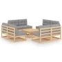 9-piece garden furniture set with solid pine wood cushions by vidaXL, Garden sets - Ref: Foro24-3076324, Price: 889,87 €, Dis...