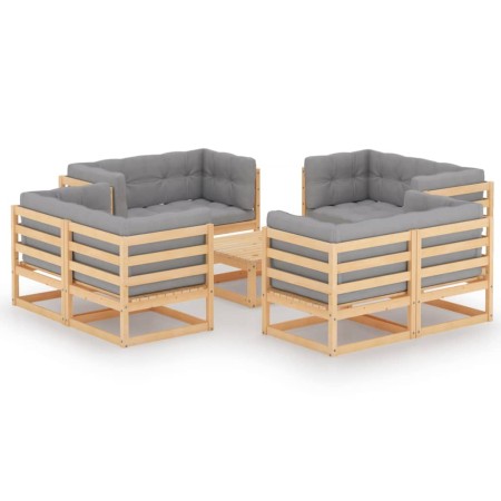 9-teiliges Gartenmöbel-Set mit Kissen aus massivem Kiefernholz von vidaXL, Gartensets - Ref: Foro24-3076339, Preis: 822,09 €,...