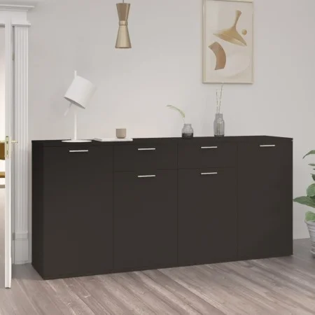 Aparador de madera de ingeniería negro 160x36x75 cm de vidaXL, Aparadores - Ref: Foro24-3074928, Precio: 177,27 €, Descuento: %