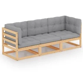 3-seater garden sofa with solid pine wood cushions by vidaXL, Outdoor sofas - Ref: Foro24-3076369, Price: 273,50 €, Discount: %
