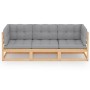 3-seater garden sofa with solid pine wood cushions by vidaXL, Outdoor sofas - Ref: Foro24-3076369, Price: 277,65 €, Discount: %