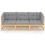 3-seater garden sofa with solid pine wood cushions by vidaXL, Outdoor sofas - Ref: Foro24-3076369, Price: 273,50 €, Discount: %