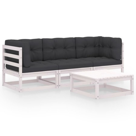 4-teilige Gartenmöbel mit Kissen aus massivem Zirbenholz von vidaXL, Gartensets - Ref: Foro24-3076375, Preis: 327,34 €, Rabat...