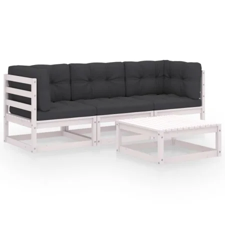 Muebles de jardín 4 piezas con cojines de madera de pino maciza de vidaXL, Conjuntos de jardín - Ref: Foro24-3076375, Precio:...
