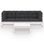 Muebles de jardín 4 piezas con cojines de madera de pino maciza de vidaXL, Conjuntos de jardín - Ref: Foro24-3076375, Precio:...
