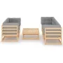 Muebles de jardín 6 piezas con cojines de madera de pino maciza de vidaXL, Conjuntos de jardín - Ref: Foro24-3076379, Precio:...