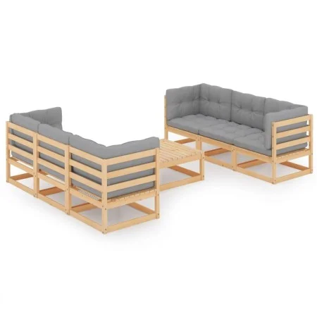 7-piece garden furniture set with solid pine wood cushions by vidaXL, Garden sets - Ref: Foro24-3076384, Price: 610,19 €, Dis...