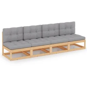 4-Sitzer-Gartensofa mit Kissen aus massivem Zirbenholz von vidaXL, Outdoor-Sofas - Ref: Foro24-3076389, Preis: 397,61 €, Raba...
