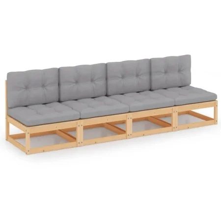 4-seater garden sofa with solid pine wood cushions by vidaXL, Outdoor sofas - Ref: Foro24-3076389, Price: 398,48 €, Discount: %
