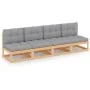 4-seater garden sofa with solid pine wood cushions by vidaXL, Outdoor sofas - Ref: Foro24-3076389, Price: 398,48 €, Discount: %