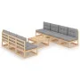 Gartenmöbel 6-teilig mit Kissen aus massivem Kiefernholz von vidaXL, Gartensets - Ref: Foro24-3076399, Preis: 699,00 €, Rabat...