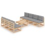 Gartenmöbel 6-teilig mit Kissen aus massivem Kiefernholz von vidaXL, Gartensets - Ref: Foro24-3076399, Preis: 709,70 €, Rabat...