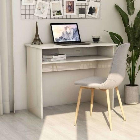 Schreibtisch aus glänzend weißem Sperrholz, 90 x 50 x 74 cm von vidaXL, Schreibtische - Ref: Foro24-801176, Preis: 67,06 €, R...