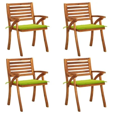 Sillas de jardín con cojines 4 unidades madera maciza de acacia de vidaXL, Sillas de jardín - Ref: Foro24-3075185, Precio: 39...