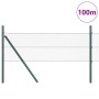 Reja con postes Gris 0.4 x 100 m Acero recubierto de PVC