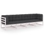 4-Sitzer-Gartensofa mit Kissen aus massivem Zirbenholz von vidaXL, Outdoor-Sofas - Ref: Foro24-3076410, Preis: 389,17 €, Raba...
