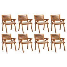 Garden chairs 8 units solid teak wood with cushions by vidaXL, Garden chairs - Ref: Foro24-3075204, Price: 768,81 €, Discount: %