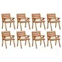 Sillas de jardín 8 uds madera maciza de teca con cojines de vidaXL, Sillas de jardín - Ref: Foro24-3075204, Precio: 730,36 €,...