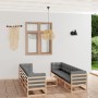 9-piece garden furniture set with solid pine wood cushions by vidaXL, Garden sets - Ref: Foro24-3076424, Price: 849,94 €, Dis...