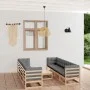 Juego de muebles de jardín 9 pzas y cojines madera pino maciza de vidaXL, Conjuntos de jardín - Ref: Foro24-3076424, Precio: ...