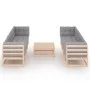 Juego de muebles de jardín 9 pzas y cojines madera pino maciza de vidaXL, Conjuntos de jardín - Ref: Foro24-3076424, Precio: ...