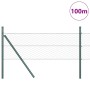Reja con postes Gris 0.5 x 100 m Acero recubierto de PVC