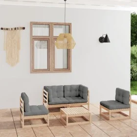 5-teiliges Gartenmöbel-Set mit Kissen aus massivem Kiefernholz von vidaXL, Gartensets - Ref: Foro24-3076434, Preis: 429,93 €,...