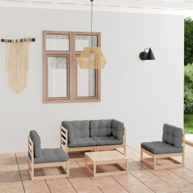 5-teiliges Gartenmöbel-Set mit Kissen aus massivem Kiefernholz von vidaXL, Gartensets - Ref: Foro24-3076434, Preis: 435,04 €,...
