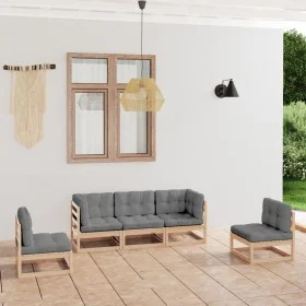 5-piece garden furniture set with solid pine wood cushions by vidaXL, Garden sets - Ref: Foro24-3076439, Price: 463,37 €, Dis...